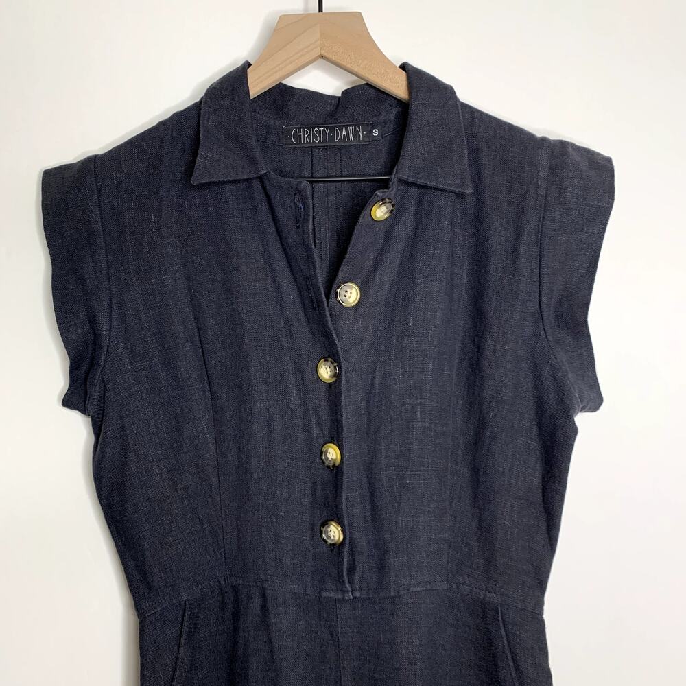 Christy Dawn Phoebe Jumper Noir Linen Black Jumpsuit Womens Small - Picture 6 of 16